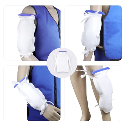 Pallesen Refillable Ice Bags with Clamp Closure – Easy-Filling Hospital Ice Pack with Soft Outer Cover, Leak-Resistant Inner Layer, Ideal for Pain Relief (10, White, Large)