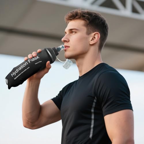 500ml Soft Flask Soft Water Bottle for Running, Hiking, Cycling and Climbing - Black - color: 500ml, black