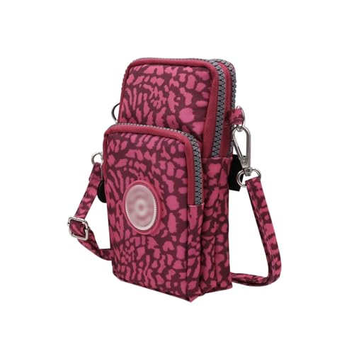 ZGMYC 3-Layers Cellphone Pouch Wristlet Purse Waterproof Sports Armband Shoulder Bag Wallet - color: Pink Leopard Print