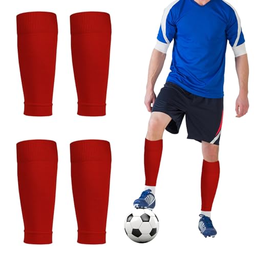 2 Pack Pro Soccer Leg Sleeves Socks/Compression for Calf - over the calf,ootball, baseball, basketball,rugby - color: Red