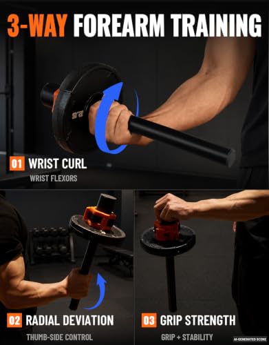 Fitarc Forearm Wrist Strengthener Grip Strength Trainer - color: 1" Side Flex Wrist Bar