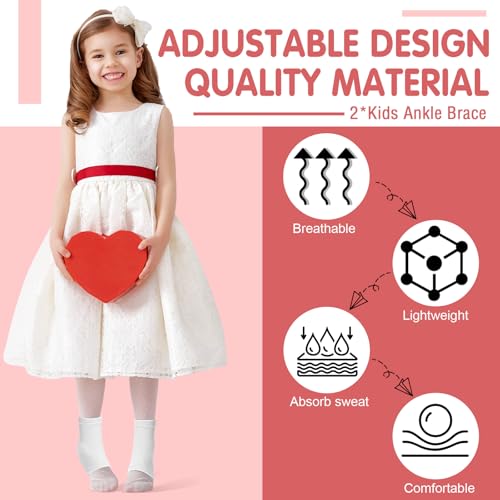 Tarpop 2 Pairs Kids Ankle Brace, Compression Sleeves, L+M, White - color: White, size: Medium,Large