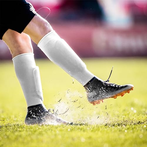 HUIOP Sock,Running Leg Socks, 1 Pair Shin Guard Socks Men Women Soccer Shin Socks Football Calf Sleeves - color: White
