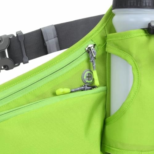 Running Waist Pack with Water Bottle Holder, Adjustable Belt - color: Green