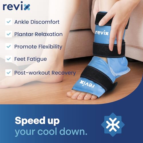 REVIX Extra Large Knee Ice Pack Wrap Around Entire Knee and REVIX Ankle Ice Pack Wrap for Foot Pain Relief and Feet Injuries