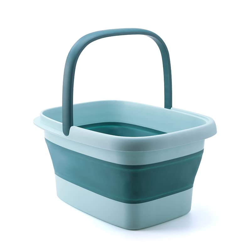 Collapsible Foot Soaking Tub Foldable Foot Bath Soak Tub Basin for Home Spa - color: Green & Blue