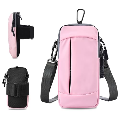 Phone Holder for Running Armband Cell Phone Holder,Small Purses for Women Crossbody Kids,iPhone 17 16 15 14 13 12 11 Pro Max Xs Xr X 8 7 Plus SE Mini Galaxy Ultra S26 Note Bags Gym Arm Bands - color: 2-Pink with Crossbody Bag&Hook
