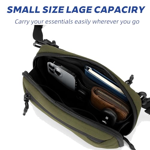 Crossbody Fanny Pack - 1.5L Small Sling Bag Water Resistant Handled Pouch with Adjustable Strap & D Ring for Travel Running Hiking EDC,Green - color: Green