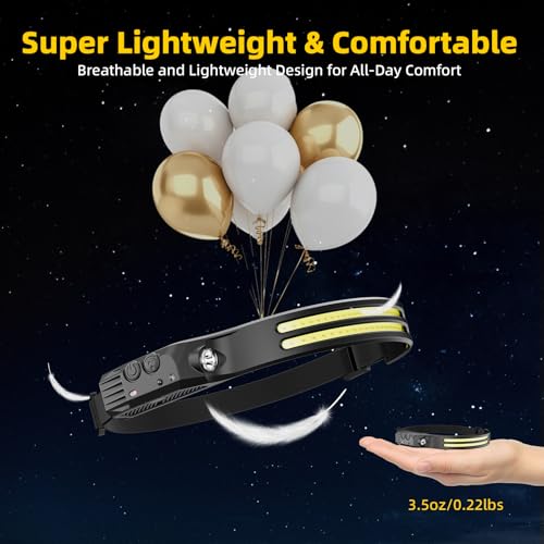 Beccason 2PCS Headlamp Flashlight, 230° Head Lamps LED Rechargeable Camping
