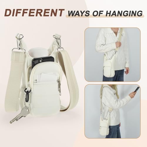 Water Bottle Carrier Bag with Adjustable Strap, for 18/32/40oz Bottle - color: Beige