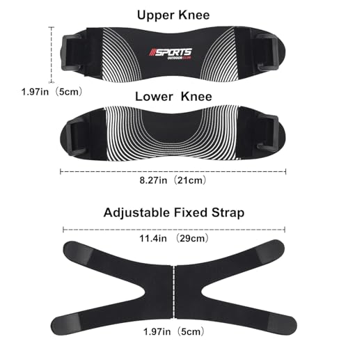 Knee Brace for Men and Women Patellar Tendon Support Strap Adjustable Patella Band Patella Stabilizer Knee Straps for Running - color: Black