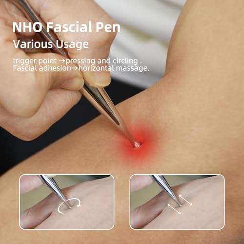 NHO 2-in-1 Acupuncture Pen,Fascia Blaster for Pain Relief, Stainless Steel Gua Sha Scraper & Acupressure Massage Pen, Dual-Ended Fascia Release Tool for Muscle, Neck, Face, Plantar Fasciitis Relief - size: 1 Pack