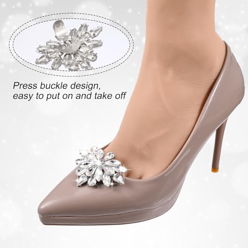 4 Pcs Rhinestone Shoe Clips for Women Dress Shoes Fashion Crystal