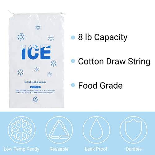 100 PACK 8 lb. Plastic Ice Bags with Cotton Draw String 11 x 19 Inch Heavy-Duty Plastic Ice Storage Bags with Draw String (2mil Thickness) - style: 11x19inch(100pack)Cotton Drawstring