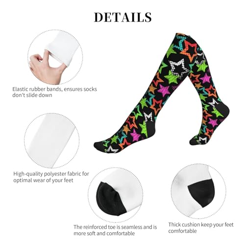 Compression Socks Women And Men For Nurses Travel Pregnancy Recovery Running Athletic - color: Graffiti Style Star Black