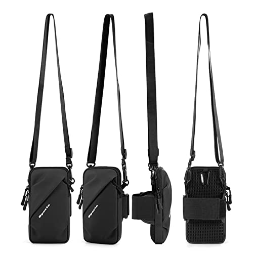 Prime Comfort Phone Holder Arm Band, Small Crossbody Shoulder Holsters Bag with Arm Bands, Fits iPhone and Android, Use for Running, Walking, Hiking & Biking (6.7 Inches, Black) - color: BLACK