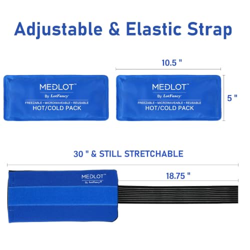 LotFancy Ice Packs for Injuries Reusable, 2 Gel Packs Wrap for Knee Head Neck Ankle Wrist Elbow Foot Legs Back Joint Pain Relief, Hot Cold Therapy for Surgery Recovery, First Aid - style: 11x5in(2 Packs with Wrap)