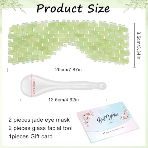 4 Pcs Jade Eye Mask & Skin-Safe Glass Facial Massage Tool, Jade Cooling Mask & Gua Sha Therapy Roller for Skincare Relieve Puffiness, Anti-Aging, Stress Relief - color: White