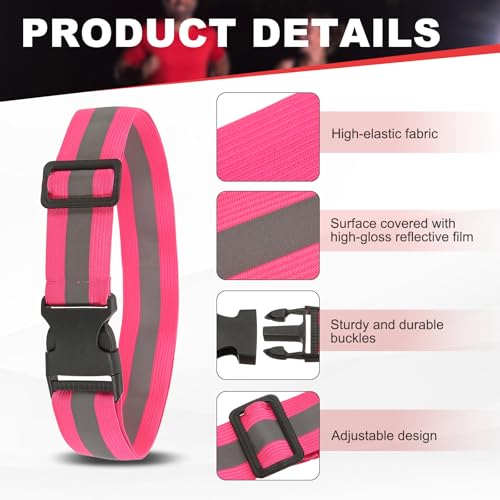 Reflective Safety Belt Adjustable - color: Rose Red