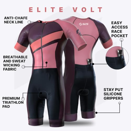 SLS3 Triathlon Suits Mens - Elite Aero Sleeved Trisuit for Swim Bike Run - color: Volt, size: Small