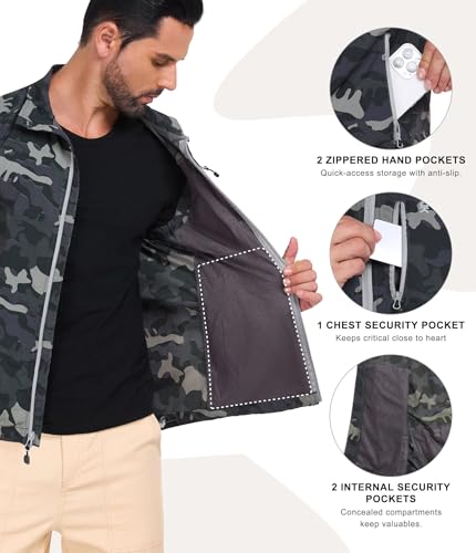 Little Donkey Andy Men's Lightweight Summer Vest Windproof Packable - color: Camo, size: Small