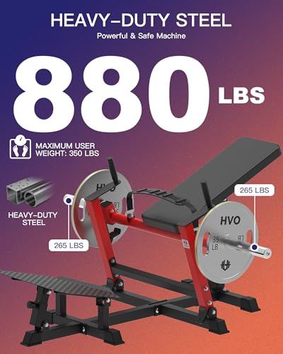 HVO Hip Thrust Machine, Adjustable Glute Bridge Machine, Plate Loaded - color: Red