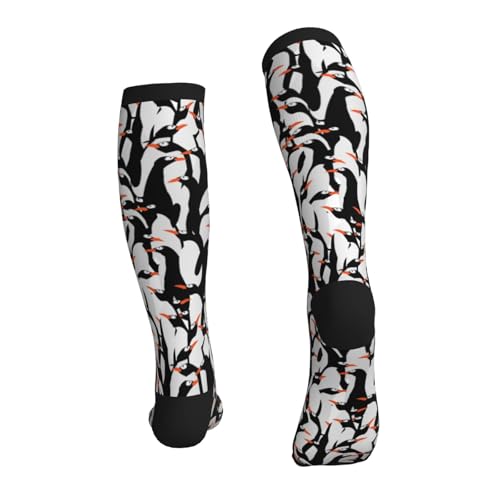 Avocado Compression Socks Women Men Knee High Stock for Running Work Support Nurses Travel - color: Penguin