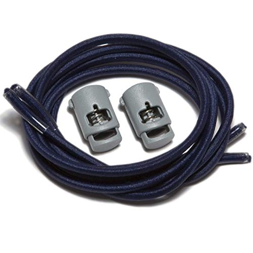 IBUNGEE LACES (Elastic No Tie Shoelaces (Made in the USA) - color: Navy, size: 22-inch