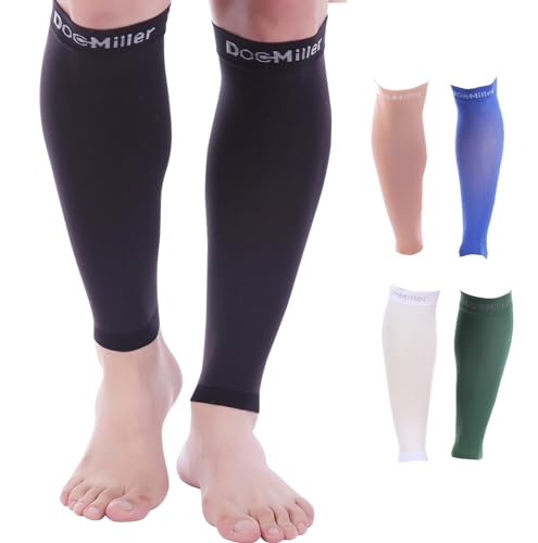 Doc Miller Calf Compression Sleeves 30-40 mmHg for Men & Women, 1 Pair - color: Jet Black, size: Large