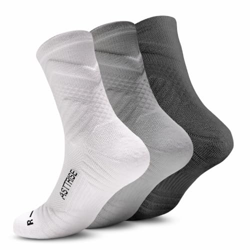 Compression Crew Athletic Socks, 3 Pairs, Performance Socks - color: White+black+grey, size: Medium