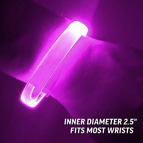 4 Magic Band Pack | Glow in The Dark | Flashing Light up for Concerts | Running Lights for Runners | Glow in The Dark Bracelets | Led Bracelet - color: Pink