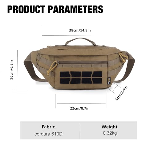 Mardingtop Tactical Fanny Pack for Men Military Crossbody Waist Belt Hip Bag for Outdoor Travel,Hiking,Running,Walking,Fishing,EDC - color: Khaki