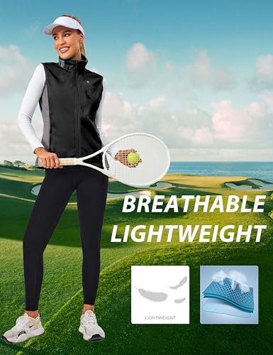 Little Donkey Andy Women's Lightweight Vest Windproof Sleeveless Jacket - color: Pure Black, size: Medium