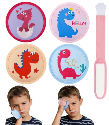 Magic Gel Kids Ice Packs for Boo Boos with Extra Adjustable Strap, 4 Pack Cute Dinosaur Mini Gel Ice Pack for Kids, Small Handheld Ice Packs, Hot Cold Therapy for Head Knee Elbow Bump Bruise- Dinosaur - style: Dinosaur