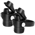 EIPOSAU Auto Flip Lid for Hydro Flask Standard Mouth Bottle, Spout lid for HydroFlask Narrow Mouth Bottle, Replacement Lid with Button Lock - color: Black Spout Lid 2PCS