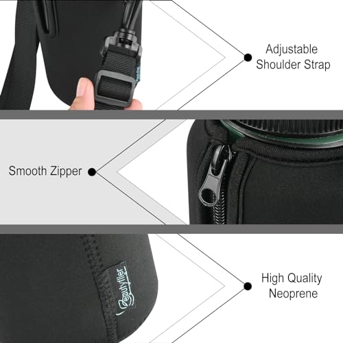 Beautyflier Neoprene Water Bottle Sleeve Insulator Cooler, Compatible with Nalgene Water Bottle 32 OZ, with Adjustable Shoulder Strap for Hydro Flask Wide Mouth Bottle 32oz, etc. - color: Black