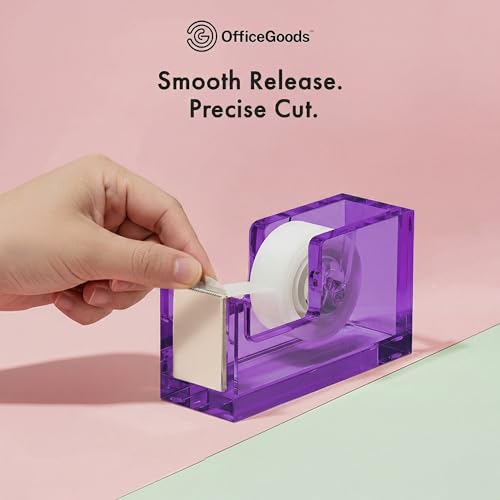 OfficeGoods Acrylic Tape Dispenser, Aesthetic and Compact Design, Purple - color: Purple