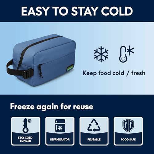 Haimont Small Freezable Lunch Bag, Portable Freezer Insulated cooler Snack Bag with Buckle Handle for Office, Picnic, Navy Blue - color: Navy Blue