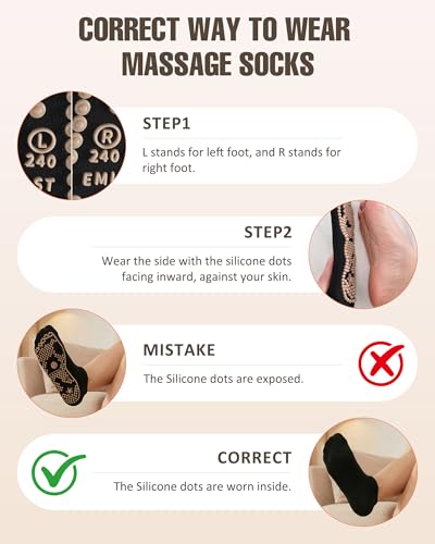 Foot Massage Reflexology Socks Women Men Acupressure Inside Pressure Points - size: 220mm/men 5-6/women 7-8