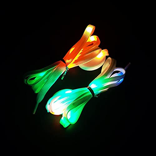 Colorsheng 1 Pairs 47'' LED White Shoelaces Light Up Shoe laces 7 Colors Flashing 3 Modes Shoestrings