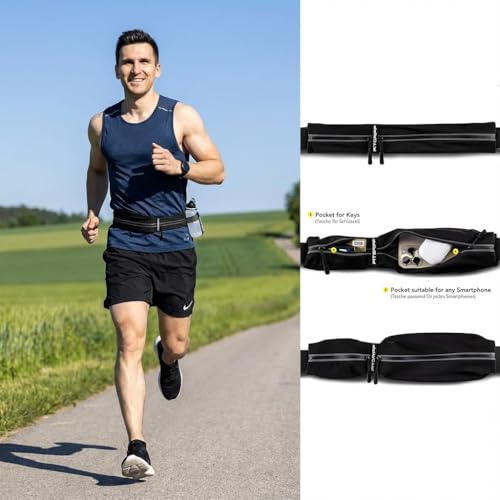 Running Belt for Men and Women, Reflective Phone Waist Pack, Black