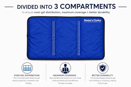 Rester's Choice Extra-Large Gel Ice Pack (13" x 21.5") - Reusable, Flexible, Durable - Ideal for Back, Shoulder, Knee (Blue, 1 Pack, X-Large) - color: Blue, size: 13x21.5 Inch (Pack of 1)