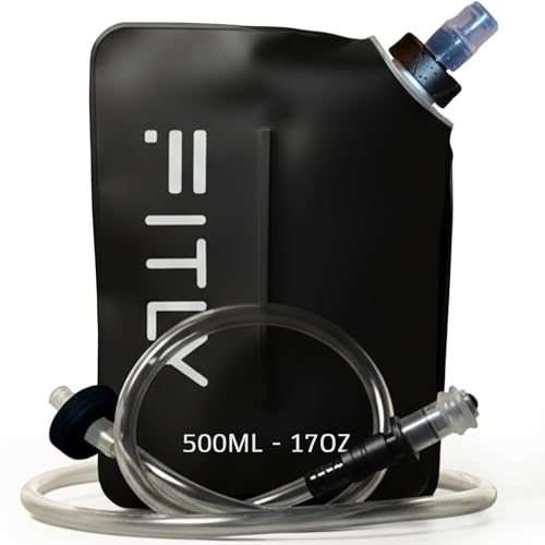 FITLY Soft Flask Running Water Bottle - Collapsible Hydration Flask - color: Black, size: 17 Ounces