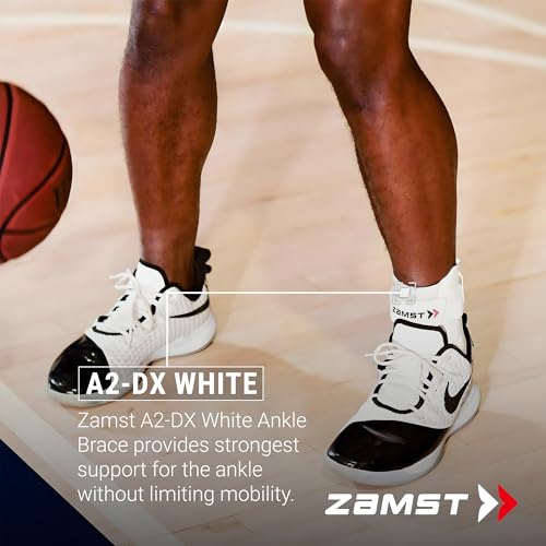 Zamst A2-DX White Ankle Brace for Sports - Breathable Sports Ankle Support for Men and Women with Guard Stabilizers for High-Grade Ankle Sprain - Left, XLarge - size: X-Large, style: White - Left