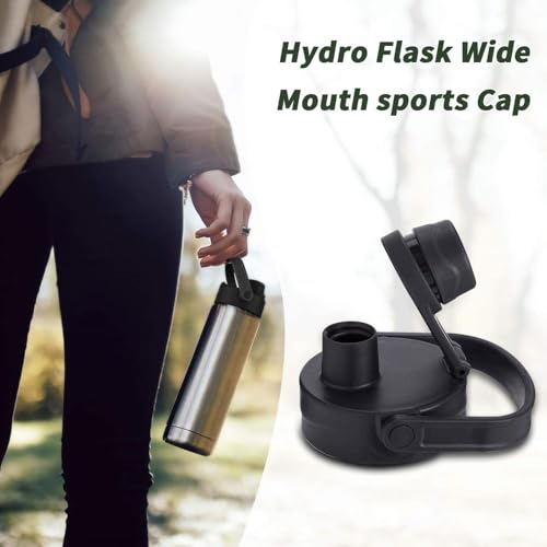 BOTTLE BOTTLE Wide Mouth Sports Cap Lid for 12 OZ, 18 OZ, 20 OZ, 32OZ, 40OZ Bottles Leak-Proof Twist Spout Replacement Lid with Handle (dark black)