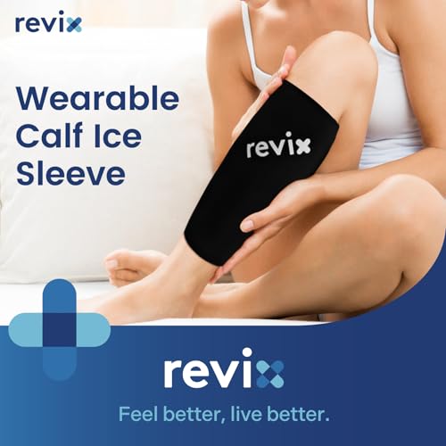 REVIX Shin Compression Sleeve for Shin Splints and Ankle Ice Pack Wrap for Foot Pain Relief