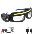 LED Headlight Glasses Rechargeable Headlight Glasses with Motion Sensor & Touch Control, Adjustable Safety Eyewear - color: Blue