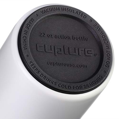 Cupture Action Bottle with Handle - Stainless Steel Vacuum-Insulated, 22 oz - color: White