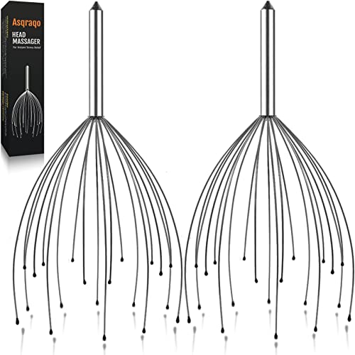 Asqraqo Stocking Stuffers, 2 Pack Scalp Massagers, 20 Fingers Hand-held Massage Tingle, Head Massagers for Deep Relaxation, Stress Relief and Hair Stimulation Christmas Presents