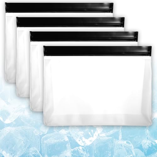 4 pcs Clear Leak Proof Freezer Bag Reusable Ice Storage Bags Ice Cube Storage Bags Freezer Holder Container with Secure Zip Seal Close Design for Travel Food Whiskey Bourbon Cocktails - color: White